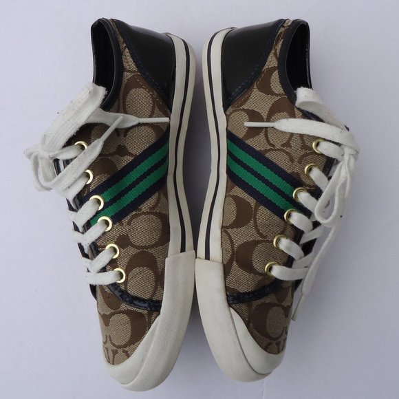 SIZE 6. COACH Folly logo canvas & leather sneakers shoes. - Picture 7 of 16
